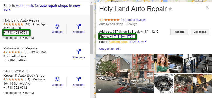 Holy Land Auto Repair GMB Page