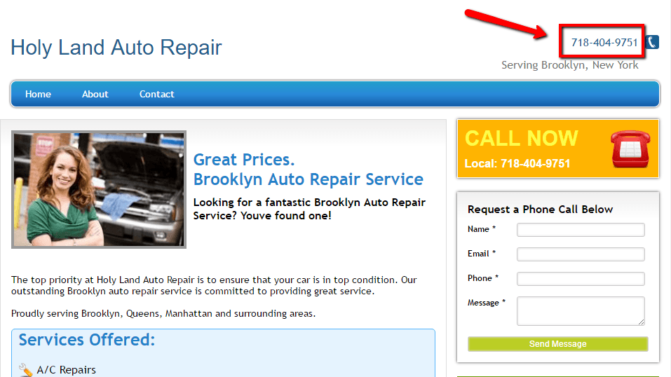 auto repair contact information