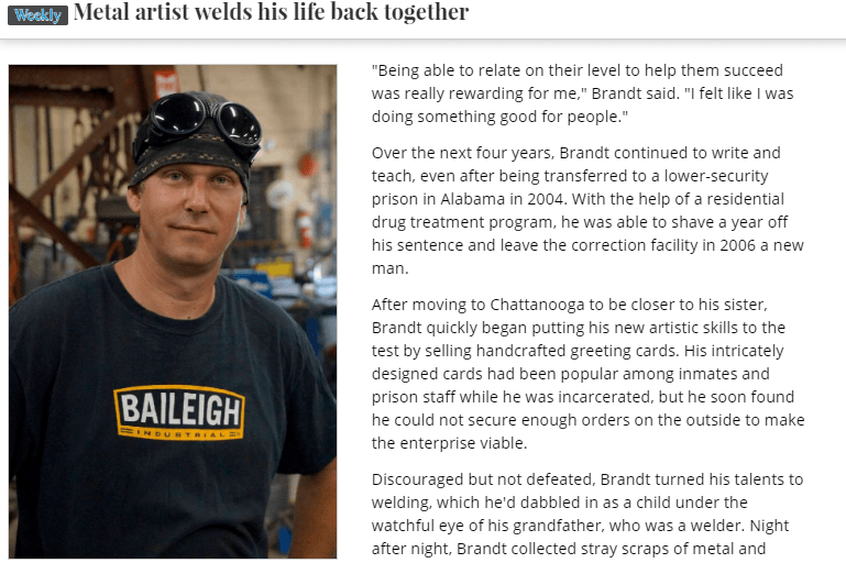 Metal artist welds his life back together