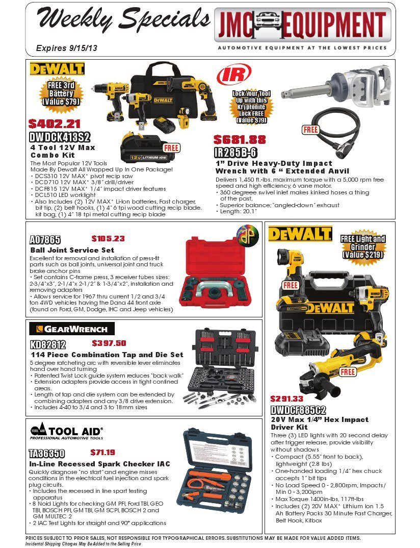 Weekly Specials on Tools
